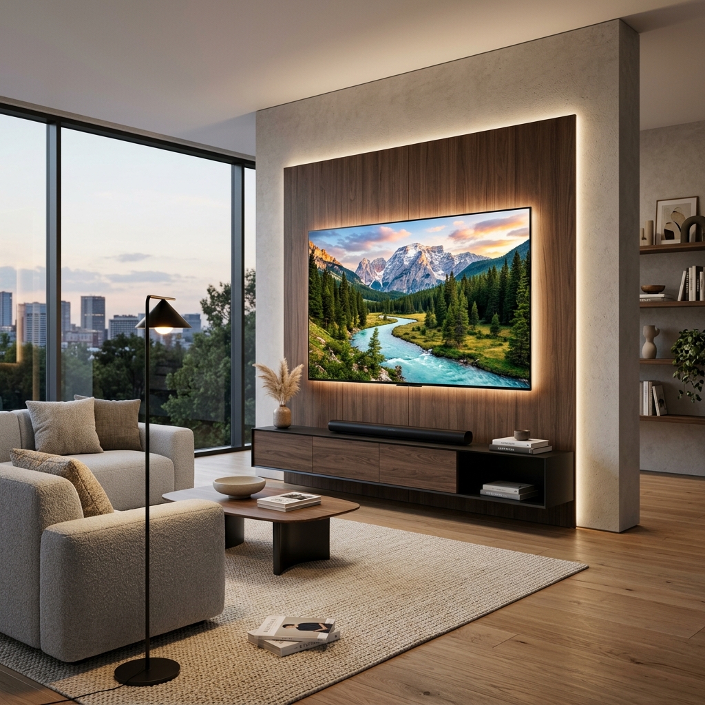 벽걸이 설치된 프리미엄 울트라 OLED TV
